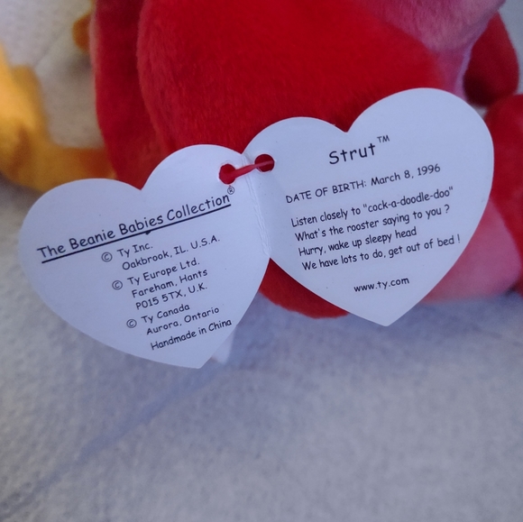 Ty Beanie Baby Bird "Strut" 1996 Original Size - Picture 4 of 4